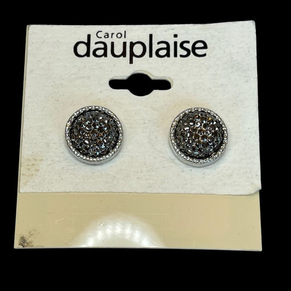NOS Carol Dauplaise Stud Earrings Duzy Style Silver Tone Pierced